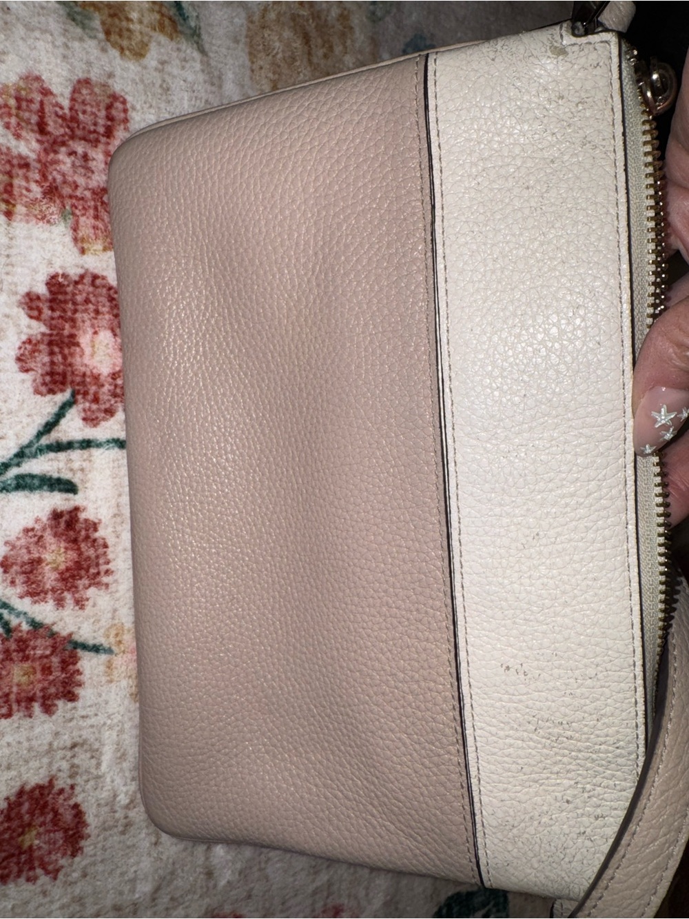 Well loved Kate Spade Two-Tone Beige and Cream Pebbled Leather Crossbody Bag - Picture 8 of 9
